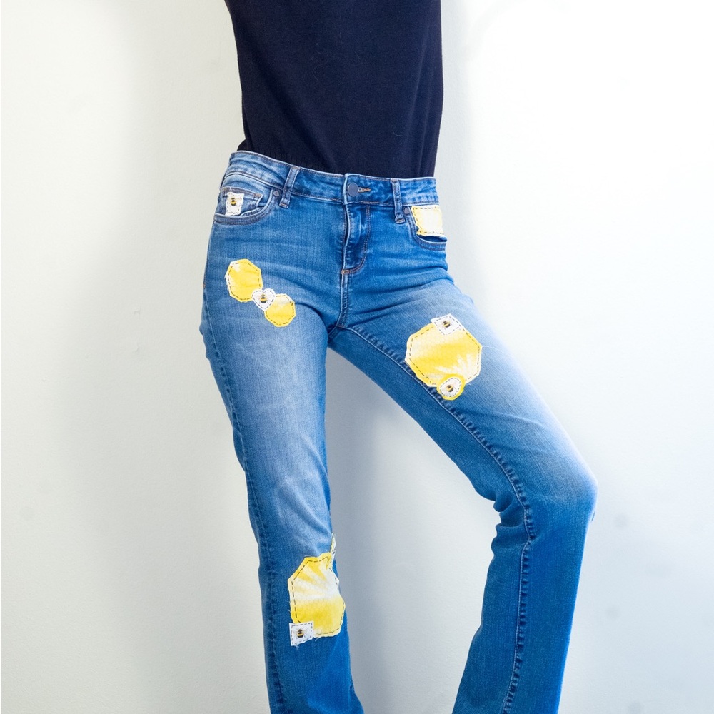 KUT bootcut jeans size 2 honeybee patchwork!